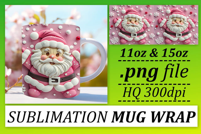 Winter 3D Santa Wrap 11oz 15oz Mug Festive Design Sublimation afrosvg 
