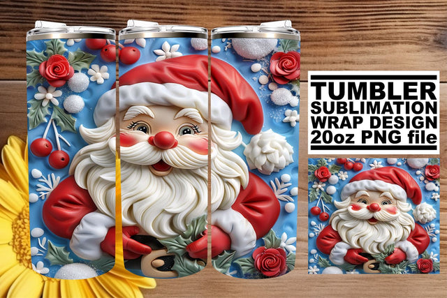 Winter 3D Santa Wrap | 20oz Christmas Tumbler Design Sublimation afrosvg 