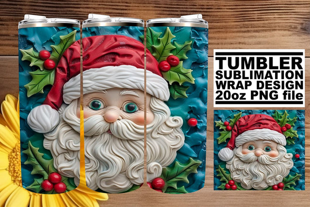 Winter 3D Santa Wrap | 20oz Christmas Tumbler Design Sublimation afrosvg 