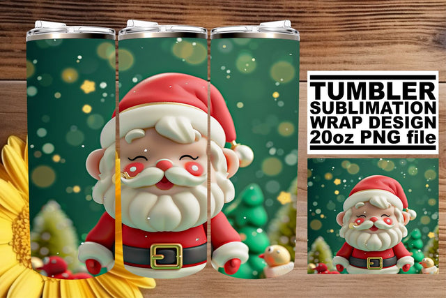 Winter 3D Santa Wrap | 20oz Tumbler Christmas Design Sublimation afrosvg 