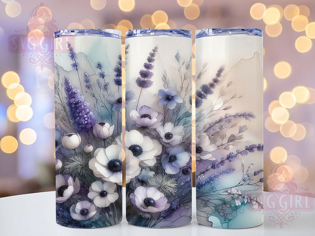 Winter Anemone Floral Tumbler, Wildflowers Sublimation Design, Frosty Floral Art, 20oz Nature Tumbler, Whimsical Flower Mug, Stylish Winter Cup, Elegant Floral Wrap Sublimation SvggirlplusArt 