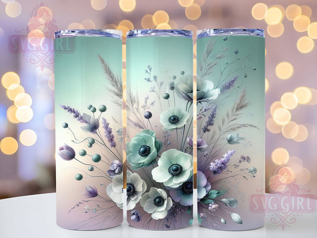 Winter Anemone Floral Tumbler, Wildflowers Sublimation Design, Frosty Floral Art, 20oz Nature Tumbler, Whimsical Flower Mug, Stylish Winter Cup, Elegant Floral Wrap Sublimation SvggirlplusArt 
