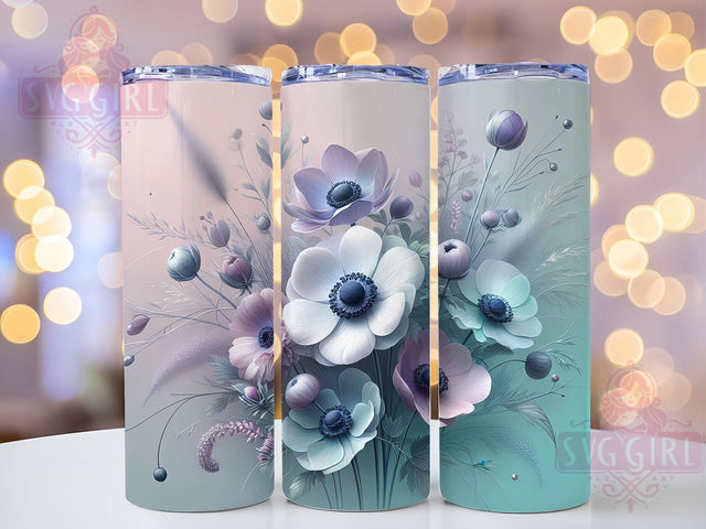 Winter Anemone Floral Tumbler, Wildflowers Sublimation Design, Frosty Floral Art, 20oz Nature Tumbler, Whimsical Flower Mug, Stylish Winter Cup, Elegant Floral Wrap Sublimation SvggirlplusArt 
