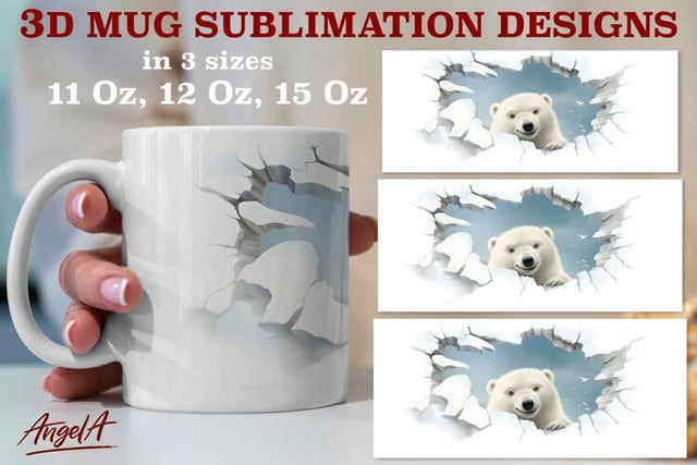 Winter animal mug sublimation designs / baby polar bear png Sublimation Angelina Semenova 