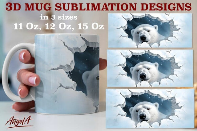 Winter animal mug sublimation designs / polar bear head png Sublimation Angelina Semenova 