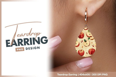 Winter apples holly pattern background teardrop earring png Sublimation Regulrcrative 