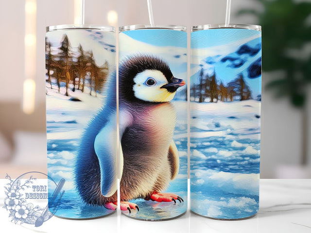 Winter Baby Penguin 20oz Skinny Tumbler, Christmas Kawaii Tumbler Png, Straight & Tapered Tumbler Wrap, Instant Digital Download Sublimation ToriDesigns 