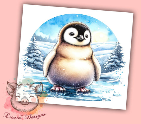 Winter Baby Penguin 20oz Tumbler Png, Straight & Tapered Tumbler Png, Christmas Kawaii Tumbler Png, Digital Download PNG Sublimation Lara' s Designs 