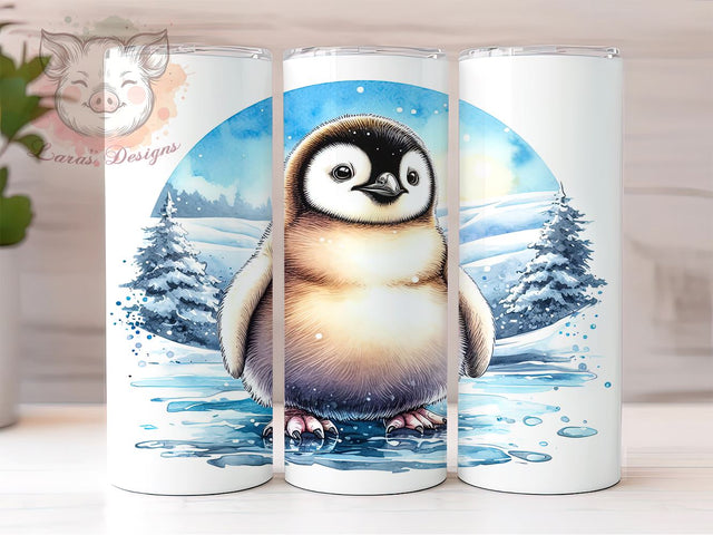 Winter Baby Penguin 20oz Tumbler Png, Straight & Tapered Tumbler Png, Christmas Kawaii Tumbler Png, Digital Download PNG Sublimation Lara' s Designs 