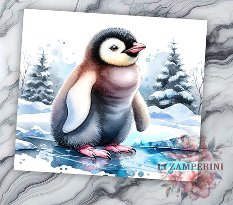 Winter Baby Penguin 20oz Tumbler Wrap PNG, Christmas Kawaii Tumbler Png, Straight & Tapered Tumbler Wrap, Instant Digital Download Sublimation Li Zamperini 
