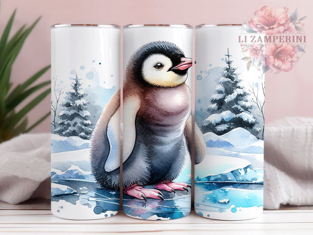 Winter Baby Penguin 20oz Tumbler Wrap PNG, Christmas Kawaii Tumbler Png, Straight & Tapered Tumbler Wrap, Instant Digital Download Sublimation Li Zamperini 