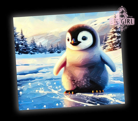 Winter Baby Penguin 20oz Tumbler Wrap Sublimation Design, Straight Tapered Tumbler Wrap, Christmas Kawaii Tumbler Png, Instant Digital Download Sublimation SvggirlplusArt 