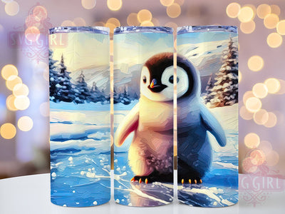 Winter Baby Penguin 20oz Tumbler Wrap Sublimation Design, Straight Tapered Tumbler Wrap, Christmas Kawaii Tumbler Png, Instant Digital Download Sublimation SvggirlplusArt 