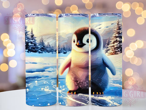 Winter Baby Penguin 20oz Tumbler Wrap Sublimation Design, Straight Tapered Tumbler Wrap, Christmas Kawaii Tumbler Png, Instant Digital Download Sublimation SvggirlplusArt 