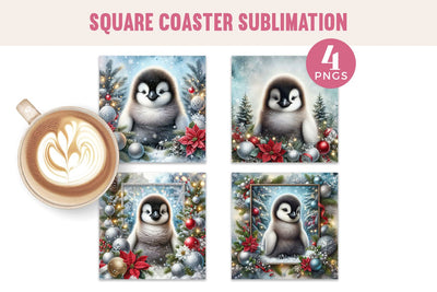 Winter Baby Penguin Coaster PNGs Sublimation BijouBay 