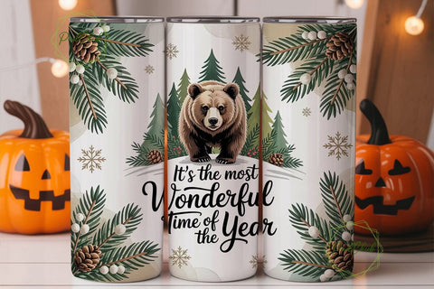 Winter Bear 20oz Tumbler Wrap Sublimation PixelChick 
