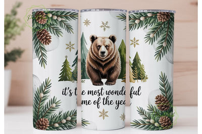 Winter Bear 20oz Tumbler Wrap Sublimation PixelChick 