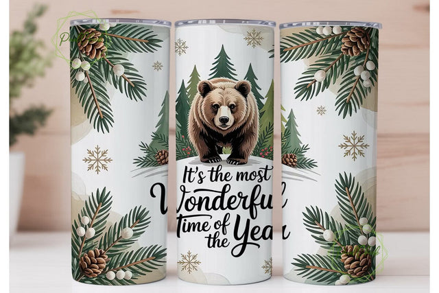Winter Bear 20oz Tumbler Wrap Sublimation PixelChick 