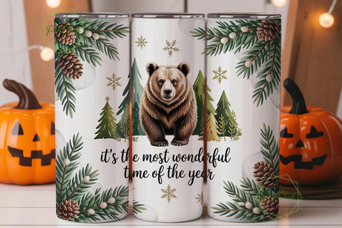 Winter Bear 20oz Tumbler Wrap Sublimation PixelChick 