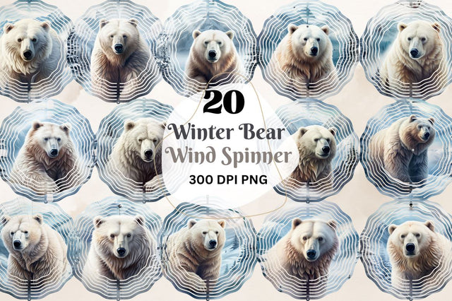 Winter Bear Wind Spinner Sublimation Designs Bundle Sublimation Regulrcrative 