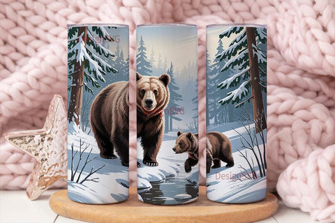 Winter Bears 20oz Tumbler Wrap Sublimation DesignSVG 