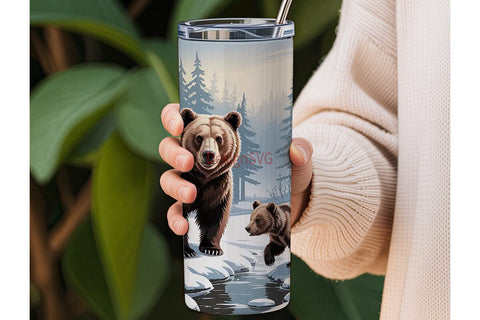 Winter Bears 20oz Tumbler Wrap Sublimation DesignSVG 