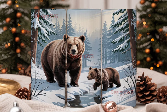 Winter Bears 20oz Tumbler Wrap Sublimation DesignSVG 