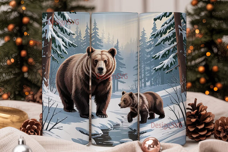 Winter Bears 20oz Tumbler Wrap Sublimation DesignSVG 