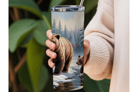 Winter Bears 20oz Tumbler Wrap Sublimation DesignSVG 