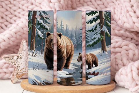 Winter Bears 20oz Tumbler Wrap Sublimation DesignSVG 