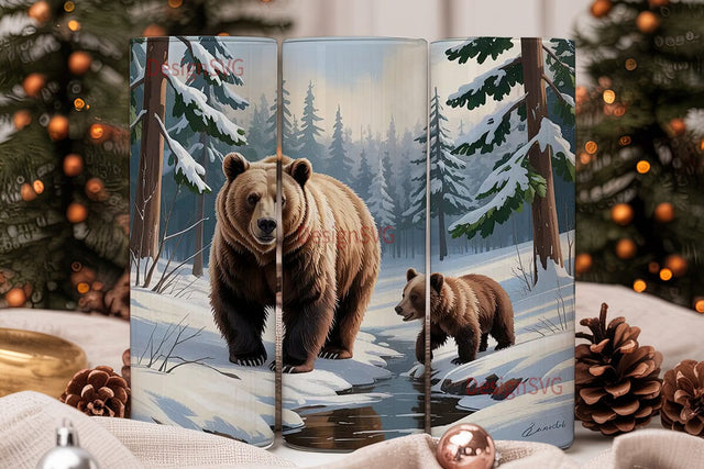 Winter Bears 20oz Tumbler Wrap Sublimation DesignSVG 