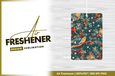 Winter Birds and Berries on Branches with Snowflakes Illustration Sublimation Regulrcrative 