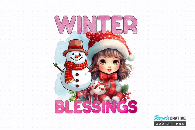 Winter Blessings PNG Design Sublimation Regulrcrative 