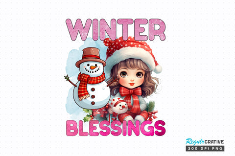Winter Blessings PNG Design Sublimation Regulrcrative 