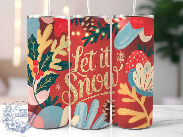 Winter Bloom Holiday Floral Tumbler, Christmas Flower Gift, Winter Bloom Design, Festive Floral Cup, Holiday Season Gift, Christmas Botanical Art, Sublimation Template Sublimation ToriDesigns 