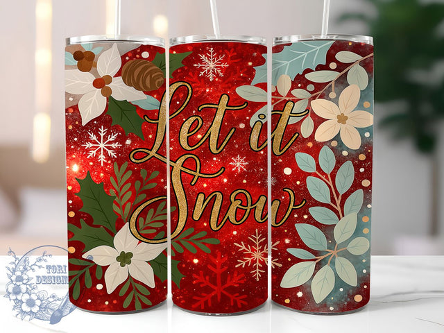 Winter Bloom Holiday Floral Tumbler, Christmas Flower Gift, Winter Bloom Design, Festive Floral Cup, Holiday Season Gift, Christmas Botanical Art, Sublimation Template Sublimation ToriDesigns 