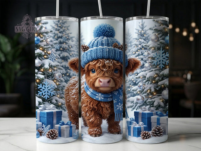 Winter Blue Highland Calf 20oz Tumbler, Winter Blue Calf, Blue Highland Calf, Highland Calf PNG, Winter Calf Tumbler, Highland Calf Wrap, Blue Calf Tumbler, 20oz Tumbler Wrap Sublimation SvggirlplusArt 