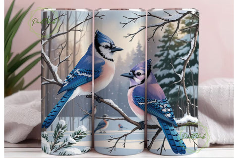 Winter Blue Jays 20oz Tumbler Wrap Sublimation PixelChick 
