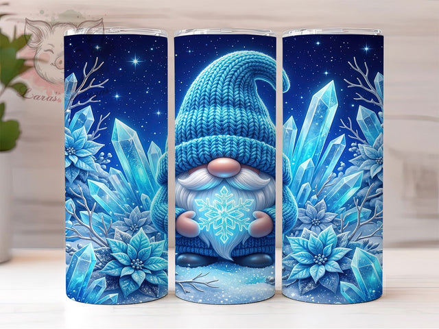 Winter Blue Snowflake Gnome 20oz Tumbler, Winter Blue Gnome, Snowflake Gnome, Blue Snowflake Gnome, Winter Gnome Tumbler, Snowflake Tumbler, Gnome Tumbler Wrap, 20oz Tumbler Wrap Sublimation Lara' s Designs 
