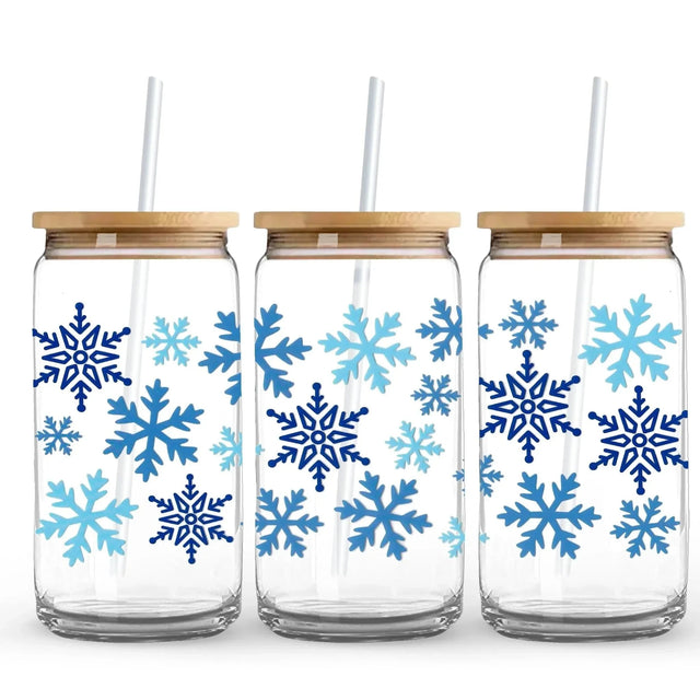 Winter Blue Snowflakes 9.7 x 4.3 UV DTF Wrap Only (Cup NOT Included) Physical DIY Craft Warehouse 