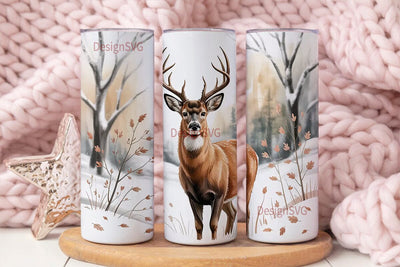 Winter Buck Deer 20oz Tumbler Wrap Sublimation DesignSVG 