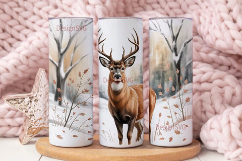 Winter Buck Deer 20oz Tumbler Wrap Sublimation DesignSVG 