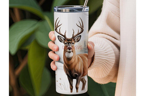 Winter Buck Deer 20oz Tumbler Wrap Sublimation DesignSVG 