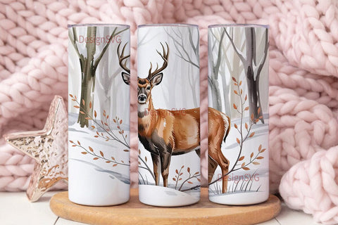 Winter Buck Deer 20oz Tumbler Wrap Sublimation DesignSVG 