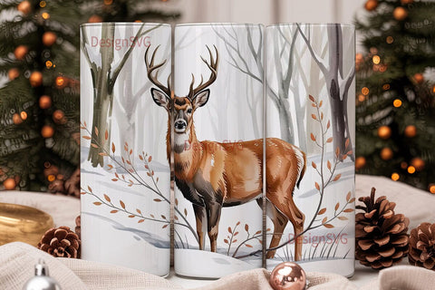Winter Buck Deer 20oz Tumbler Wrap Sublimation DesignSVG 