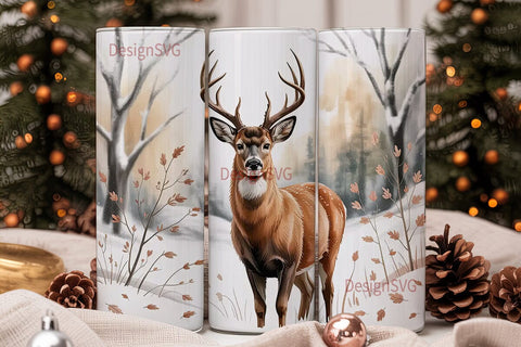Winter Buck Deer 20oz Tumbler Wrap Sublimation DesignSVG 