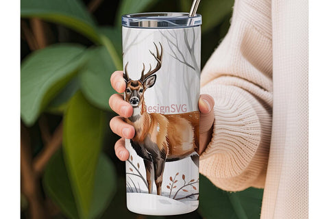 Winter Buck Deer 20oz Tumbler Wrap Sublimation DesignSVG 