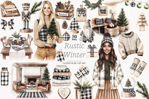 Winter Cabin Clipart | Rustic Christmas PNG | Farmhouse SVG GlamArtZhanna 