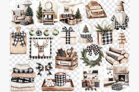 Winter Cabin Clipart | Rustic Christmas PNG | Farmhouse SVG GlamArtZhanna 