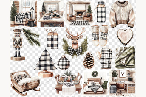 Winter Cabin Clipart | Rustic Christmas PNG | Farmhouse SVG GlamArtZhanna 
